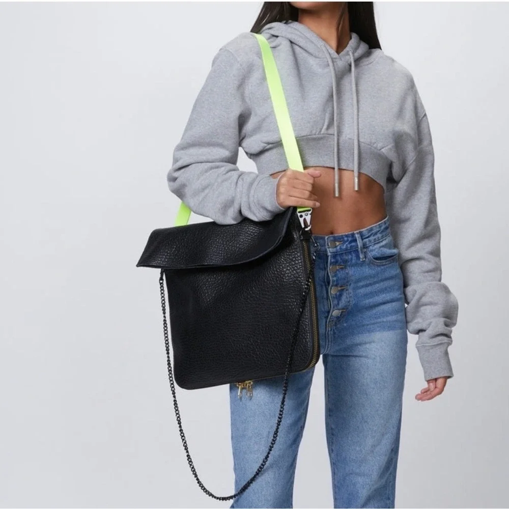 Ampersand As‎ Apostrophe Large Buffalo Leather Parcel Bag Black Crossbody $935